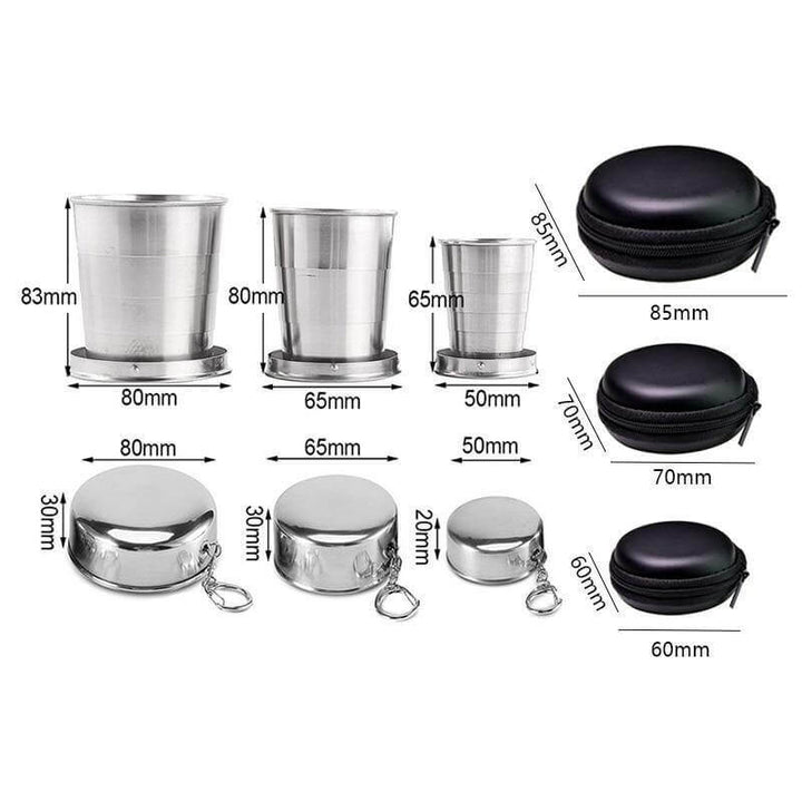 Lisslune | Foldable Portable Stainless Steel Camping Cup With Keychain