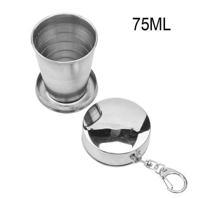 Lisslune | Foldable Portable Stainless Steel Camping Cup With Keychain