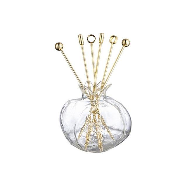 Lisslune | Elegant Stainless Steel Fruit Fork Jar