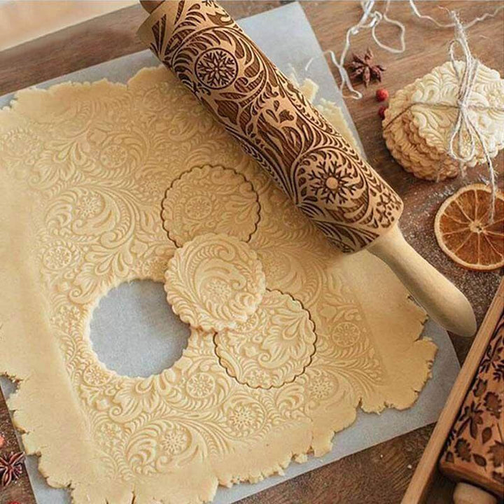 Lisslune | Snowflake Wooden Baking Cookies Roller