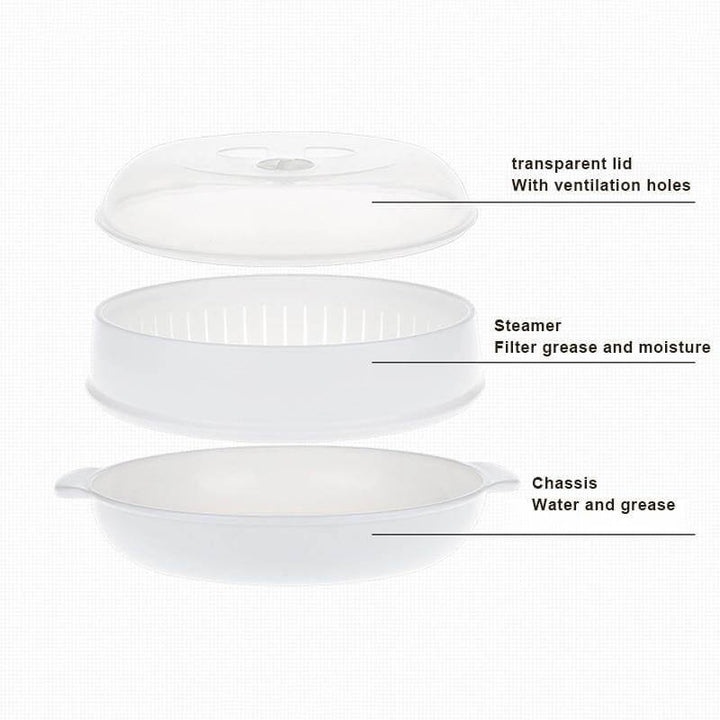 Lisslune | Microwave Round Steamer Heater Bowl with Lid