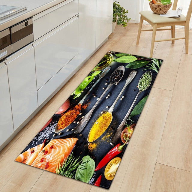 Lisslune | CookEase Food-Themed Kitchen Mat | Non-slip & Water-Repellent | Comfort Mat for Kitchen & Household