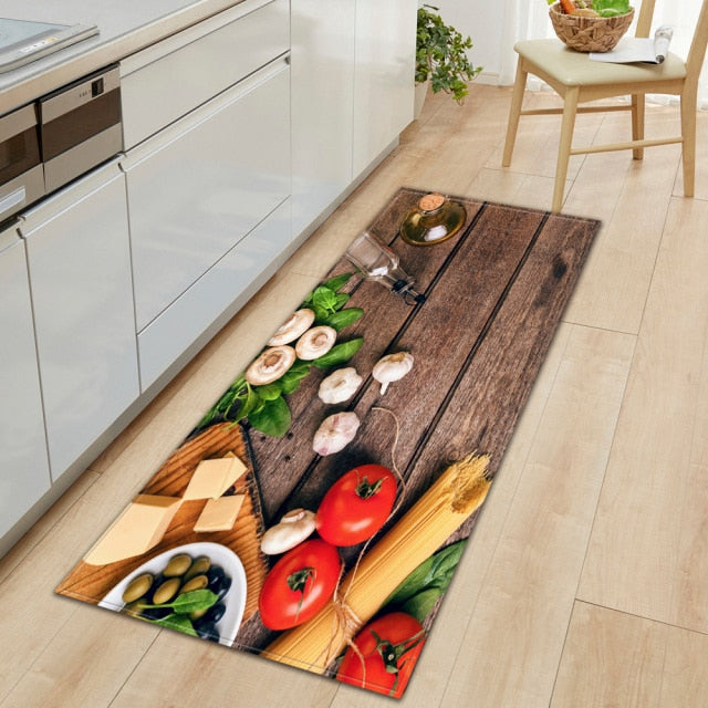 Lisslune | CookEase Food-Themed Kitchen Mat | Non-slip & Water-Repellent | Comfort Mat for Kitchen & Household