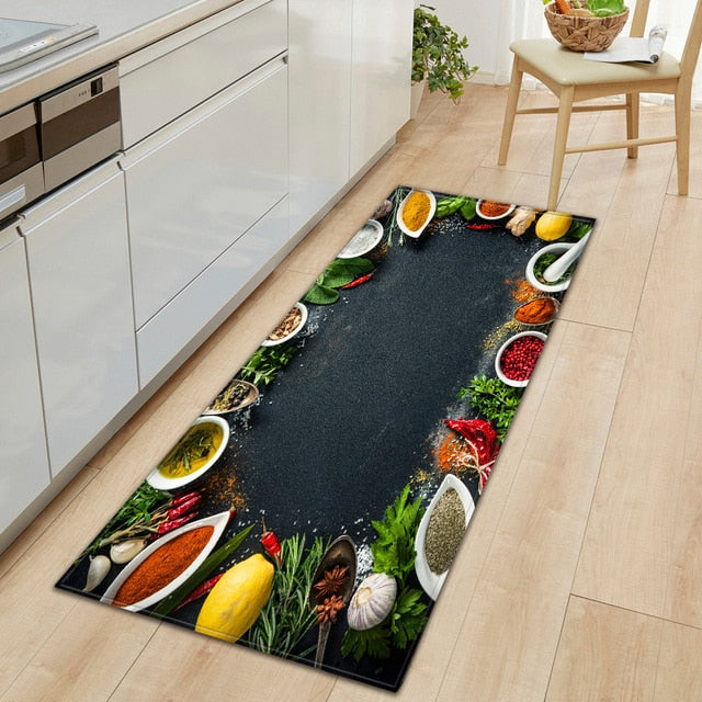 Lisslune | CookEase Food-Themed Kitchen Mat | Non-slip & Water-Repellent | Comfort Mat for Kitchen & Household