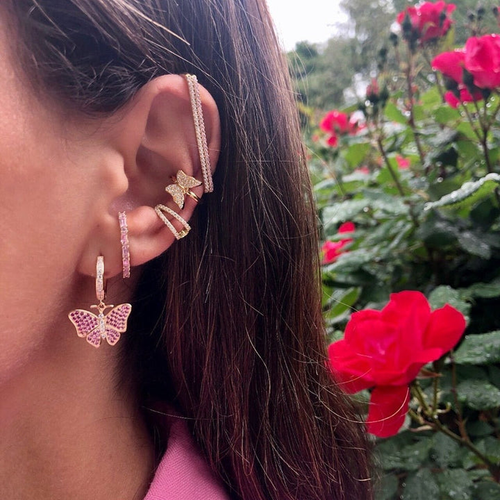 Lisslune | 1 piece ear white rainbow cz rectangle cuff earring