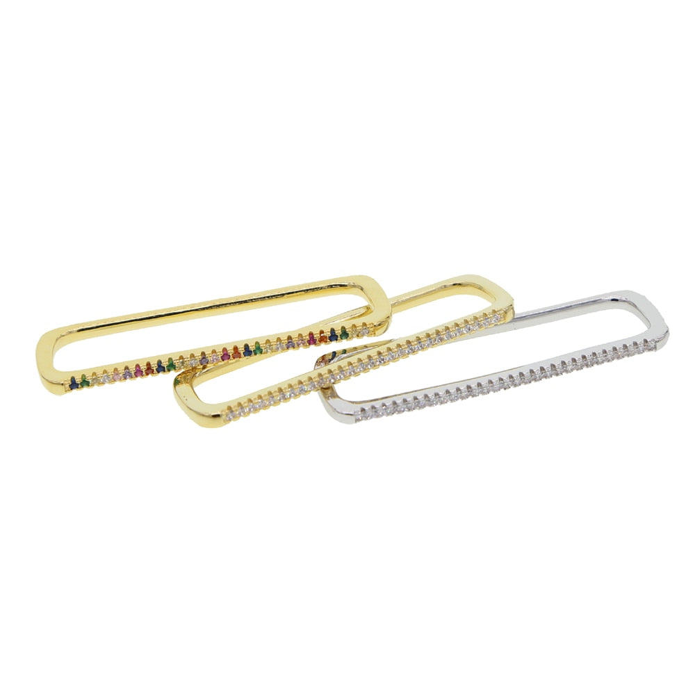Lisslune | 1 piece ear white rainbow cz rectangle cuff earring