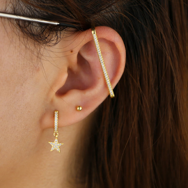 Lisslune | 1 piece ear white rainbow cz rectangle cuff earring