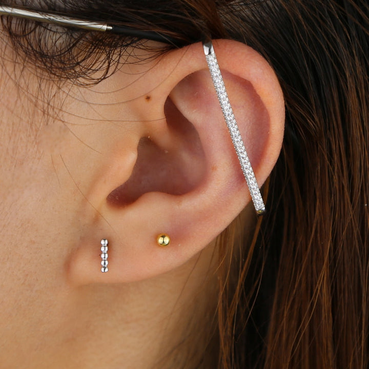 Lisslune | 1 piece ear white rainbow cz rectangle cuff earring