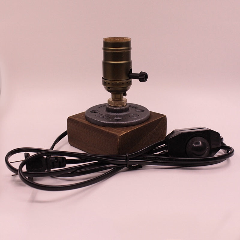Lisslune | Vintage Industrial Wooden Dimmable Table Lamp
