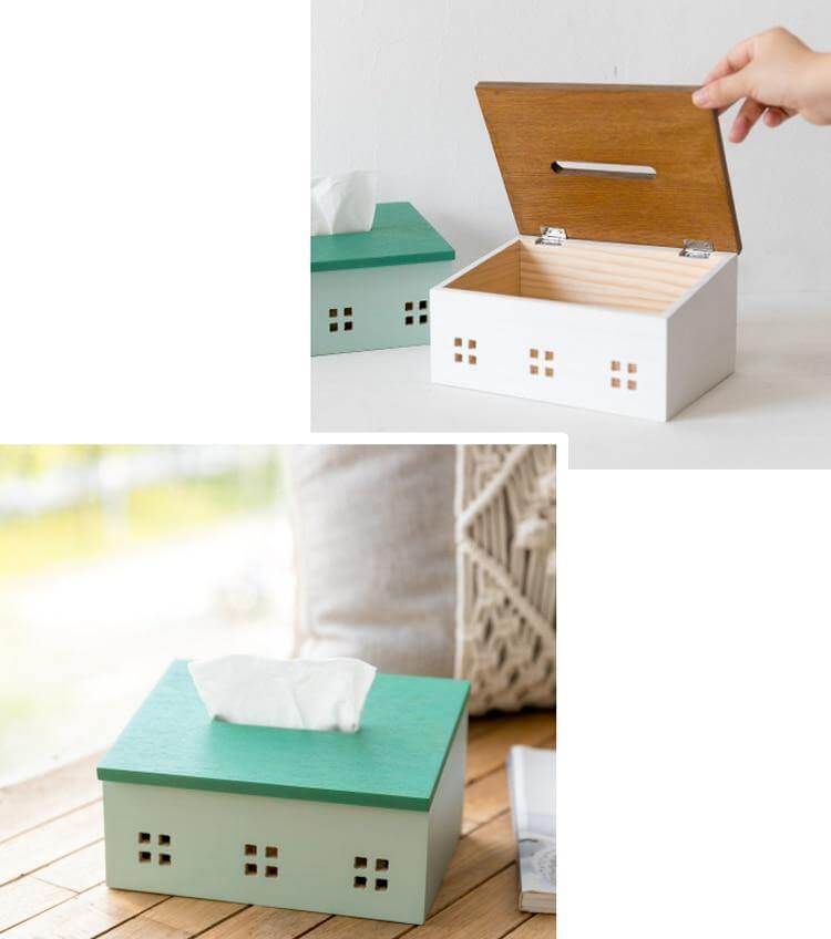 Lisslune | Wooden Nordic House Tissue Box