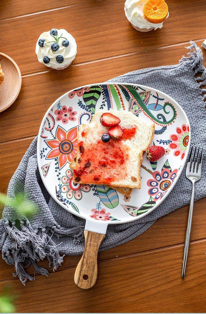 Lisslune | Colorful Ceramic Floral Pattern Serving Plate
