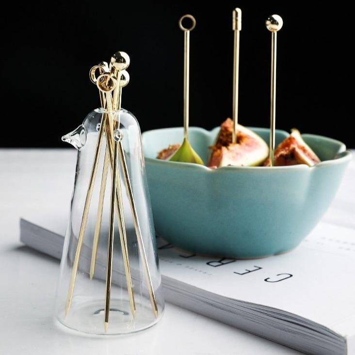 Lisslune | Elegant Stainless Steel Fruit Fork Jar