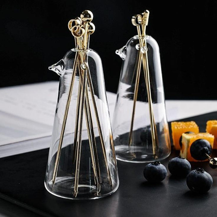 Lisslune | Elegant Stainless Steel Fruit Fork Jar