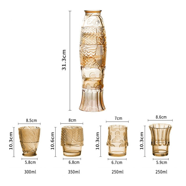 Lisslune | Colorful Koi Fish-shaped Glass Cup Set