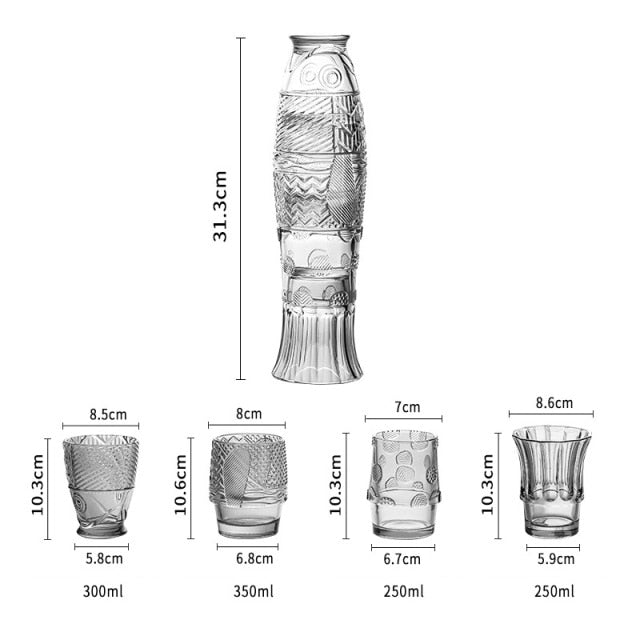 Lisslune | Colorful Koi Fish-shaped Glass Cup Set