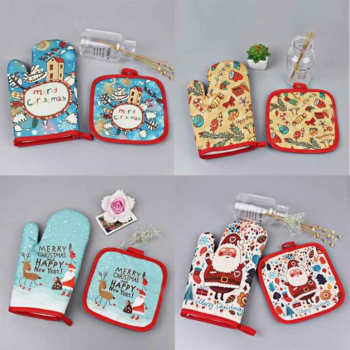 Lisslune | Heat Resistant Christmas Oven Mitts