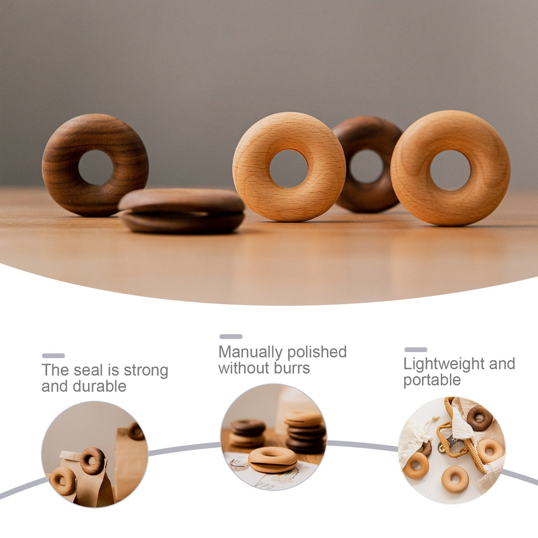 Lisslune | 6Pcs Wooden Donut Seal Clips