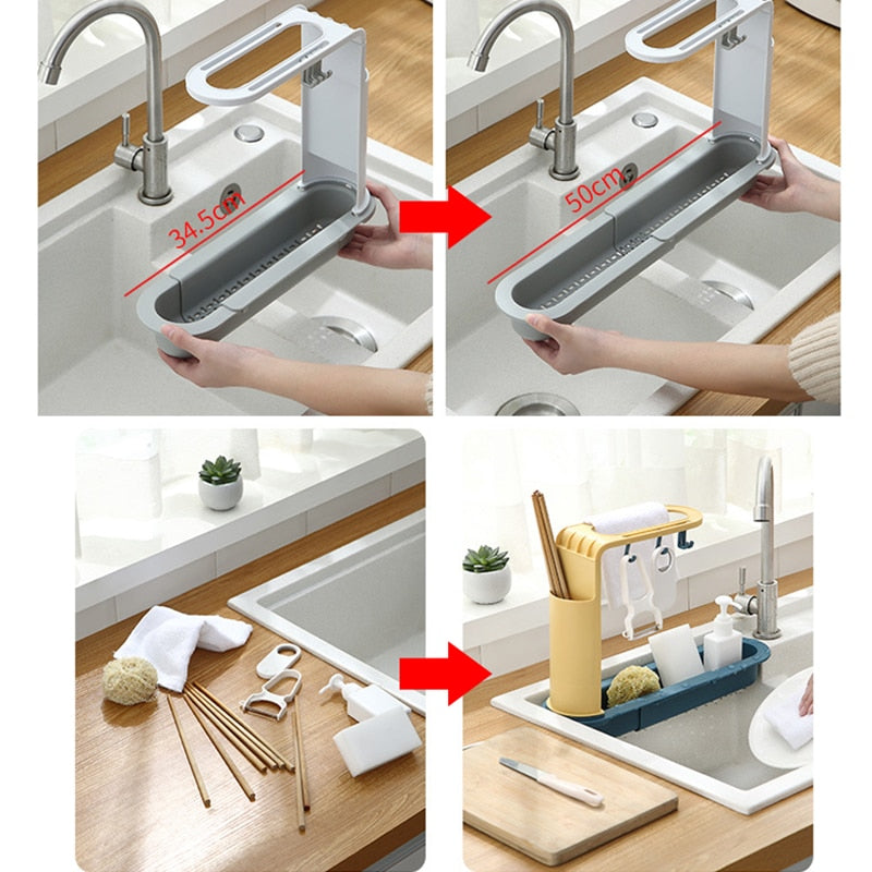 Lisslune | Adjustable Shelf Drain Rack Kitchen Organizer