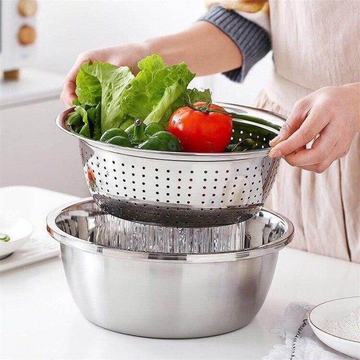 Lisslune | 3in1 Stainless Steel Vegetable Slicer with Drain Basket