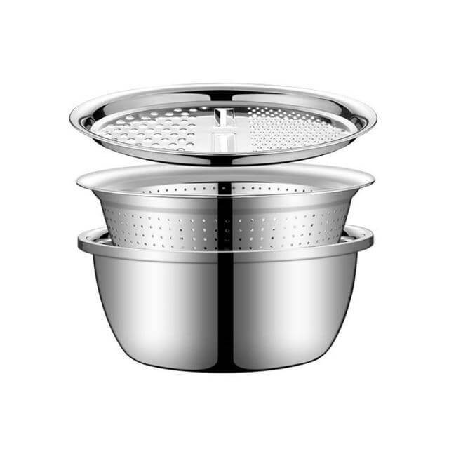Lisslune | 3in1 Stainless Steel Vegetable Slicer with Drain Basket