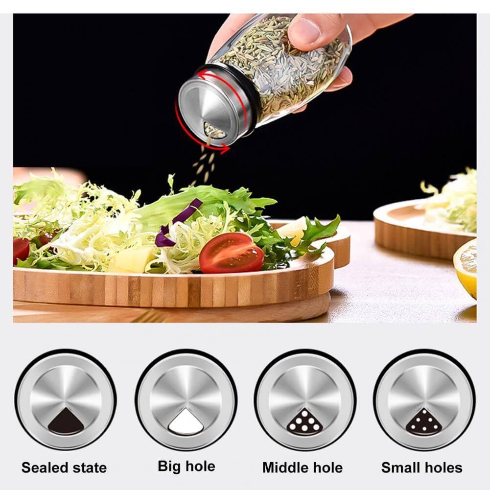 Lisslune | Smart Rotating Stainless Steel Glass Seasoning Set