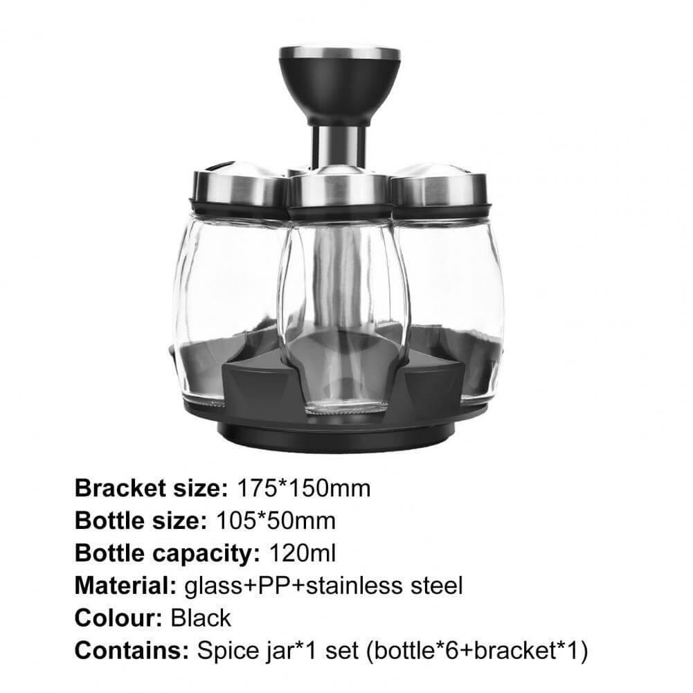 Lisslune | Smart Rotating Stainless Steel Glass Seasoning Set