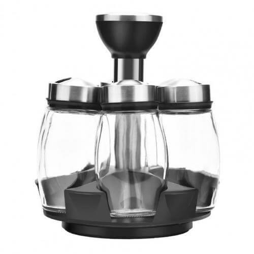 Lisslune | Smart Rotating Stainless Steel Glass Seasoning Set