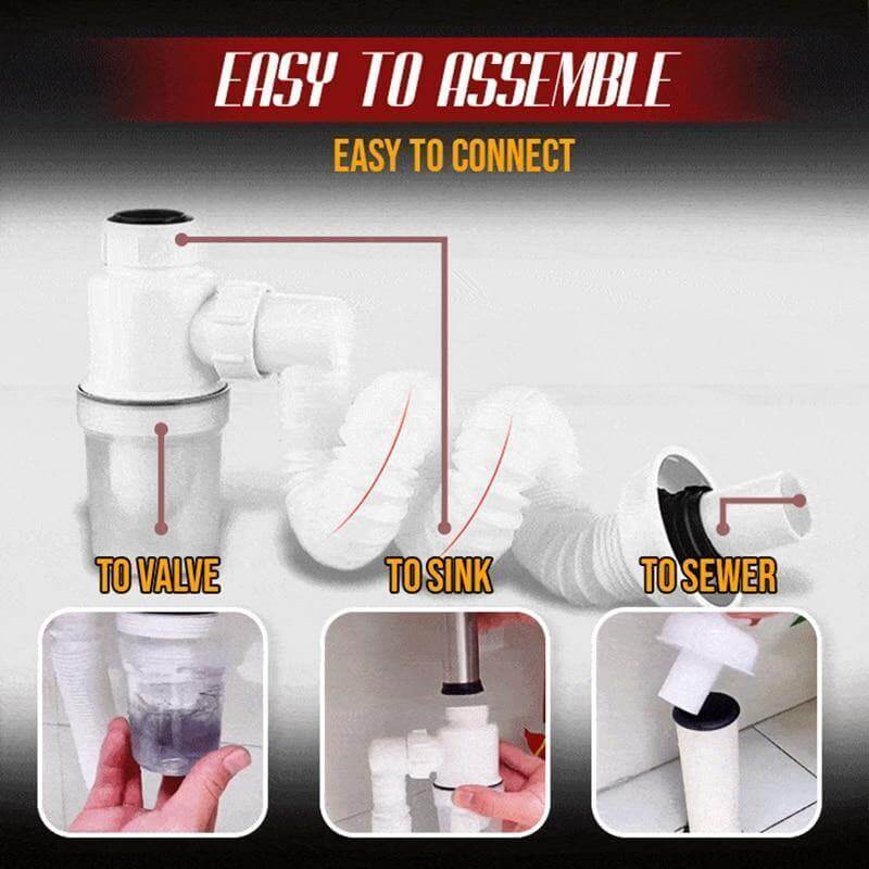 Lisslune | Odor-free Bathroom Kitchen Expandable Filter Pipe