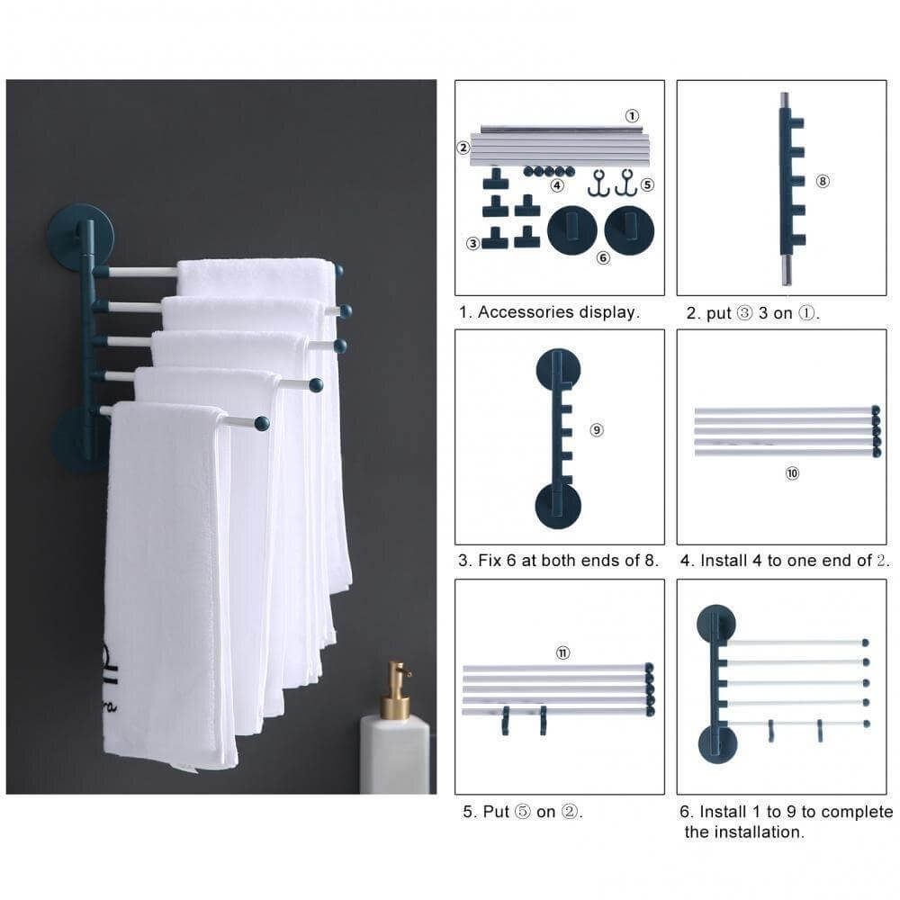 Lisslune | Wall-Mounted Rotating Multi-Layer Towel Rack