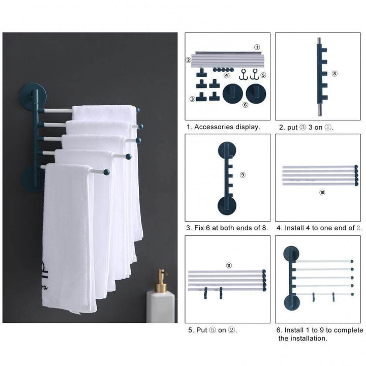 Lisslune | Wall-Mounted Rotating Multi-Layer Towel Rack
