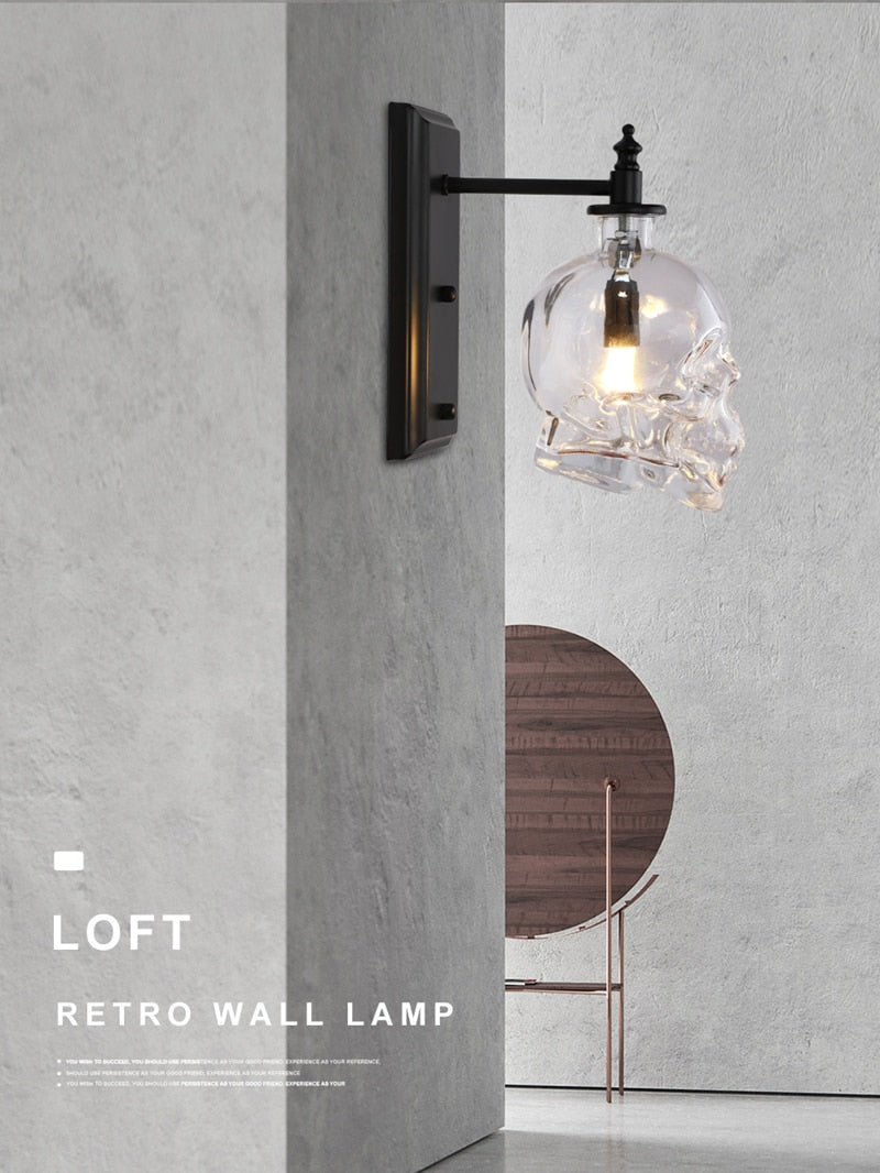Lisslune | Retro Skull Glass Pendant Light