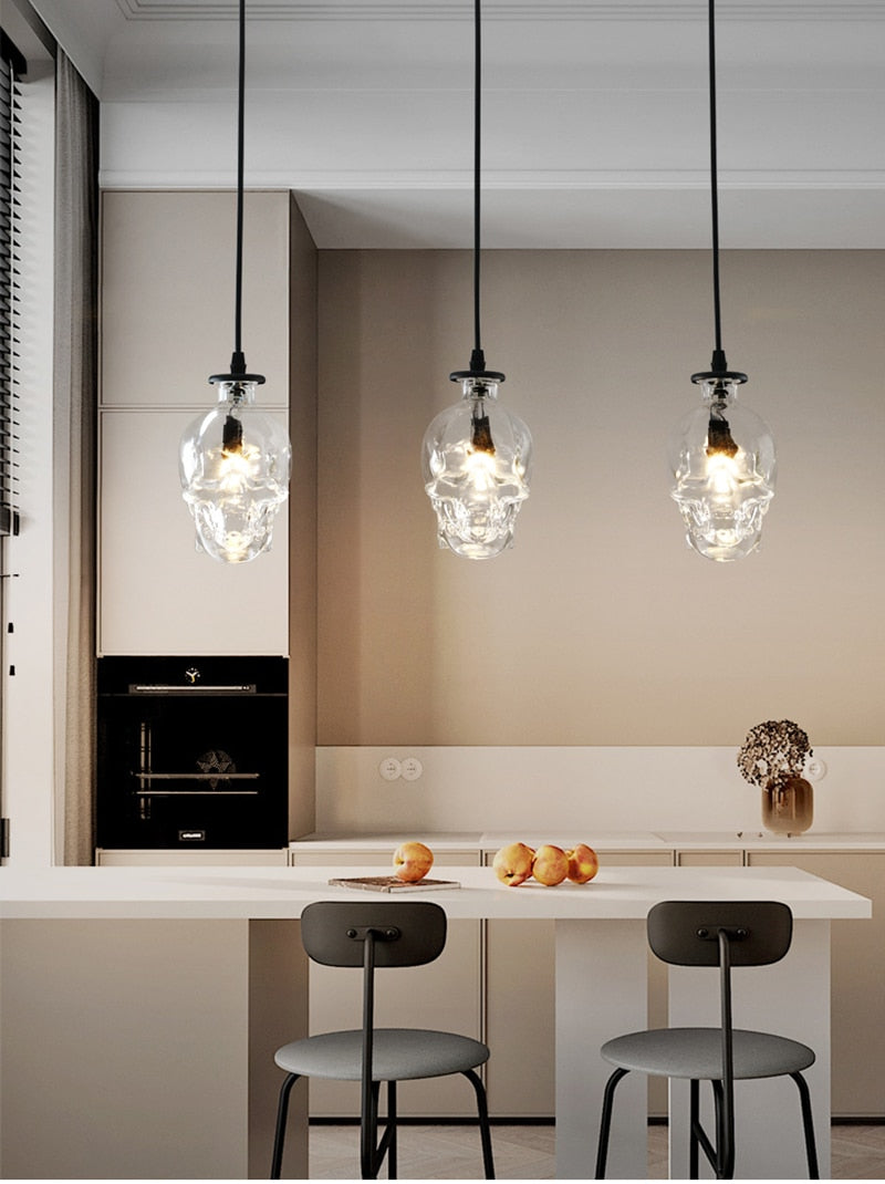 Lisslune | Retro Skull Glass Pendant Light
