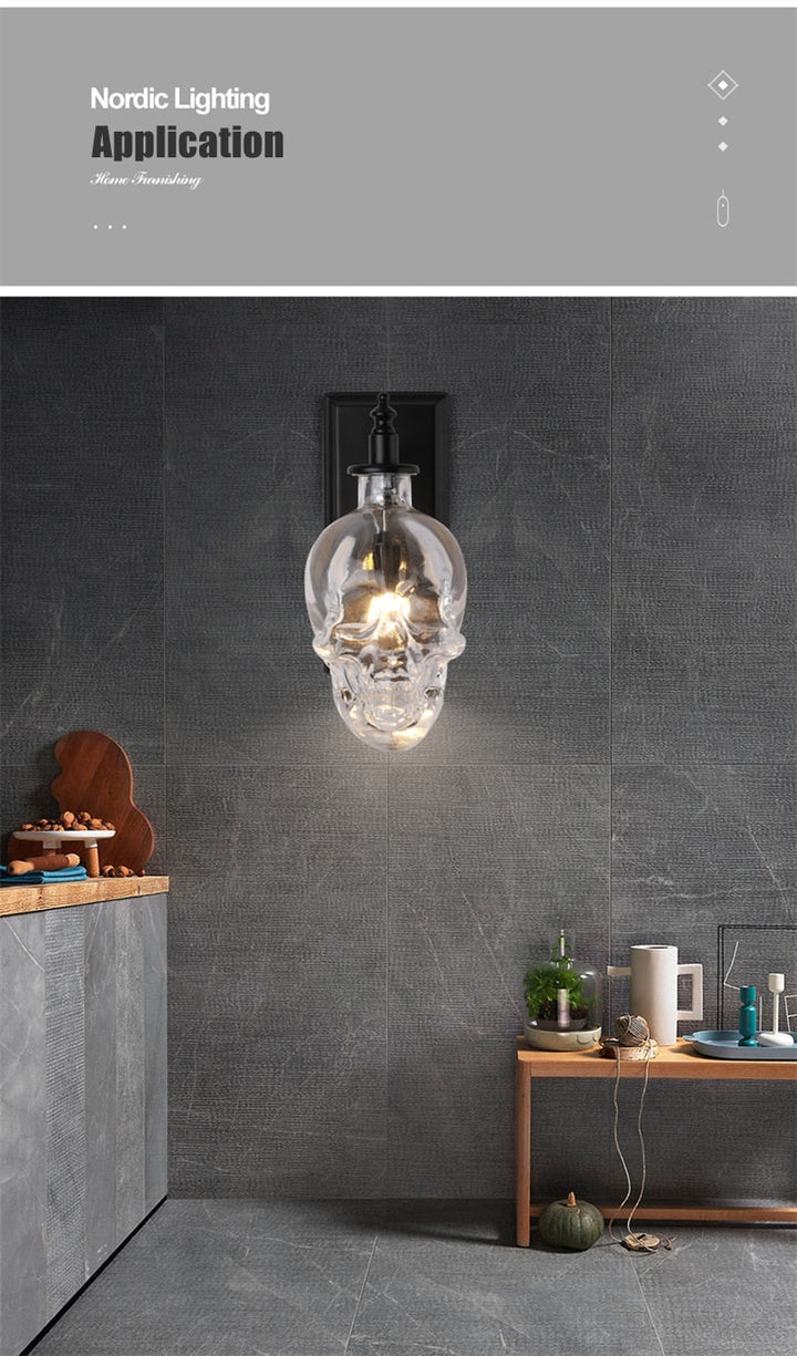 Lisslune | Retro Skull Glass Pendant Light