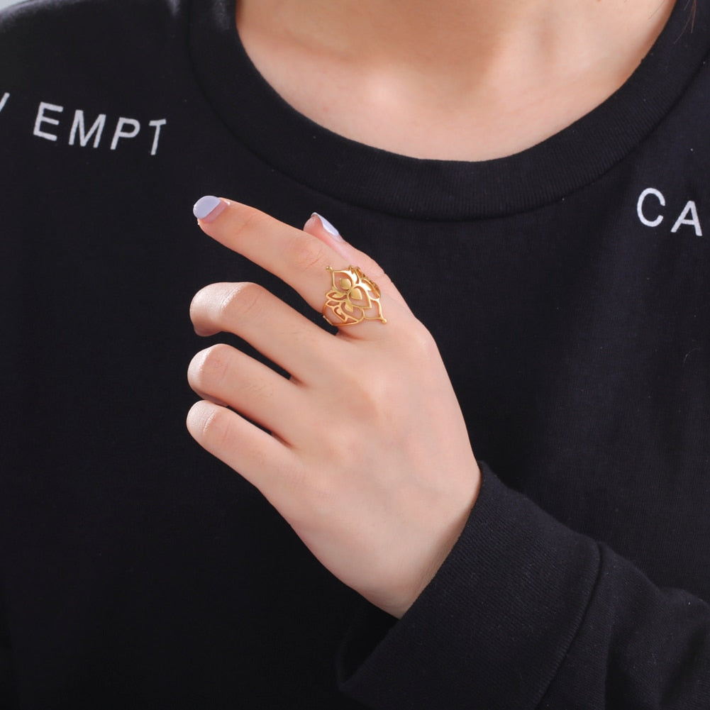 Lisslune | Buddha Vintage Lotus Rings for Women