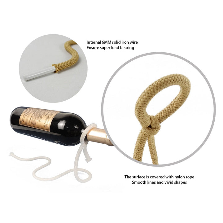 Lisslune | RopeElegance Hanging Rope Wine Rack | Stylish Wine Storage | Unique Design for Home