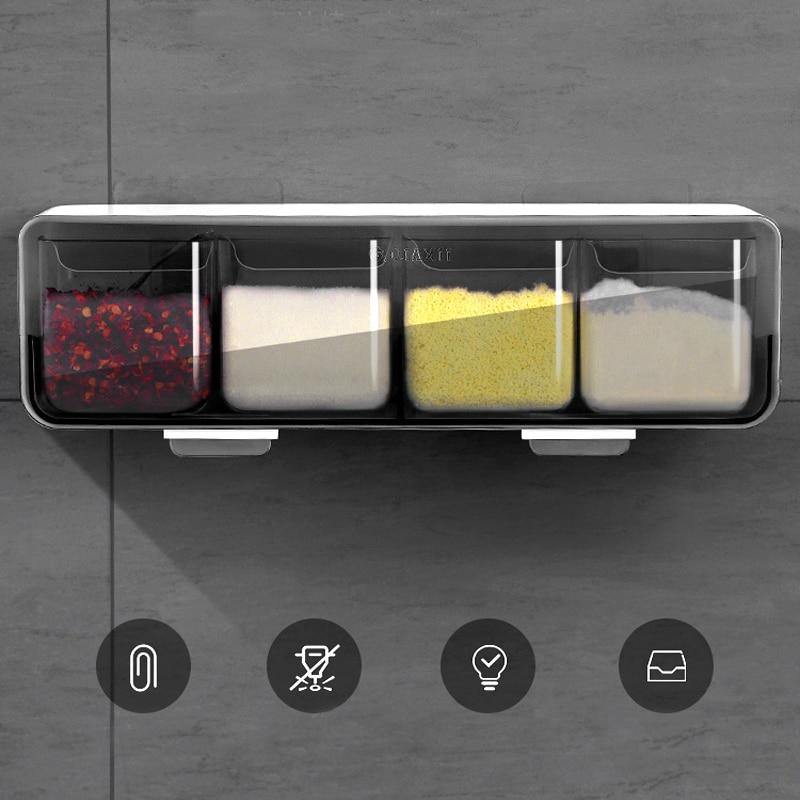 Lisslune | Wall-Mounted Spice Seasoning Jar Rack