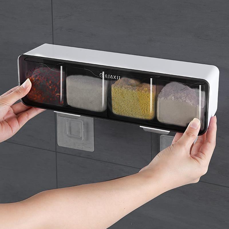 Lisslune | Wall-Mounted Spice Seasoning Jar Rack