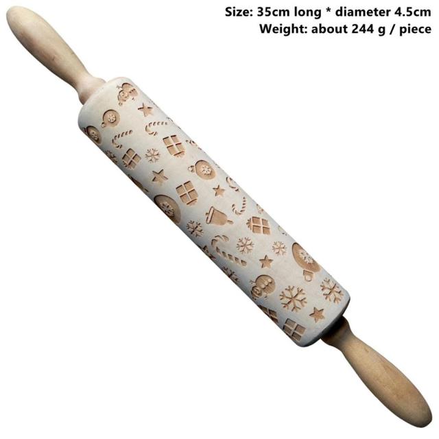 Lisslune | 3D Wooden Christmas Rolling Pin
