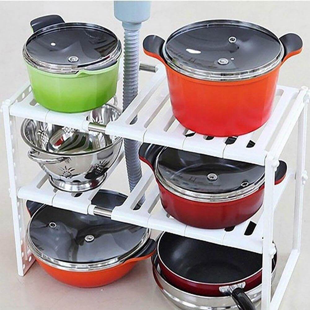 Lisslune | Adjustable Double Layer Kitchen Dish Storage Rack