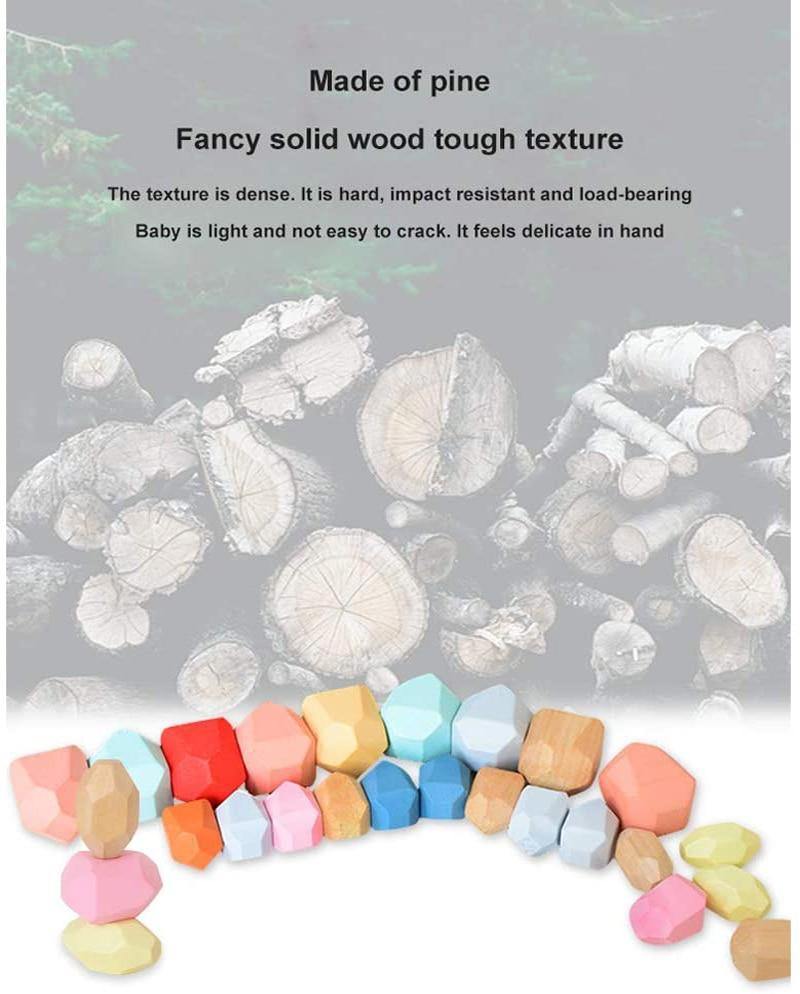 Lisslune | Colorful Wooden Stone Kids Intelligent Stacking Game