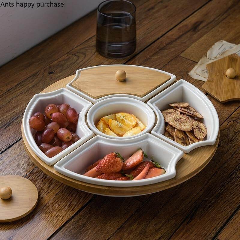Lisslune | Five Grid Rotating Ceramic Breakfast Platter