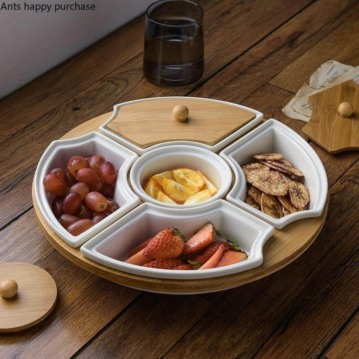 Lisslune | Five Grid Rotating Ceramic Breakfast Platter