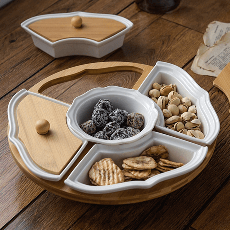 Lisslune | Five Grid Rotating Ceramic Breakfast Platter