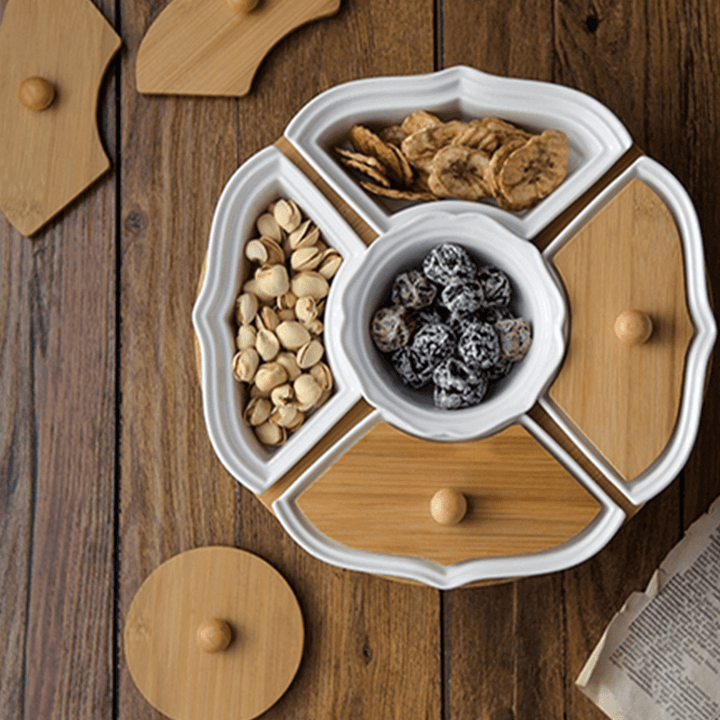 Lisslune | Five Grid Rotating Ceramic Breakfast Platter