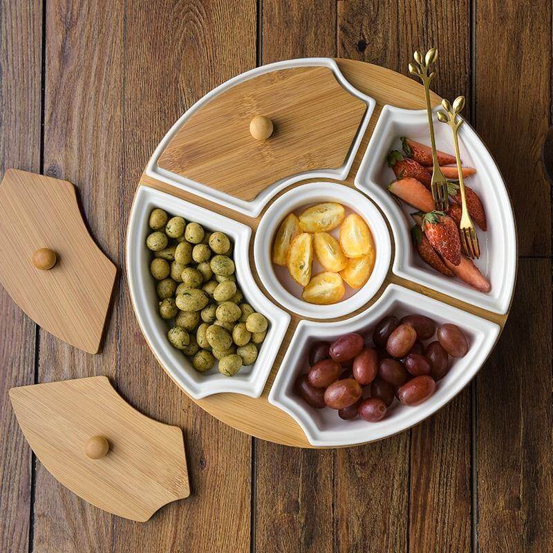 Lisslune | Five Grid Rotating Ceramic Breakfast Platter