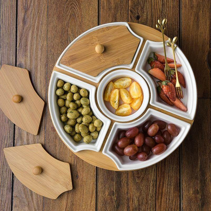 Lisslune | Five Grid Rotating Ceramic Breakfast Platter