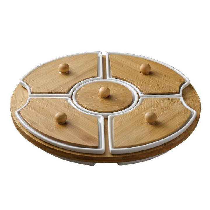 Lisslune | Five Grid Rotating Ceramic Breakfast Platter