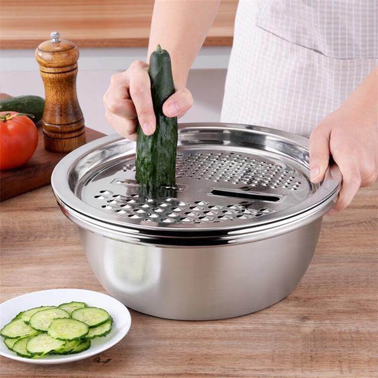 Lisslune | 3in1 Stainless Steel Vegetable Slicer with Drain Basket