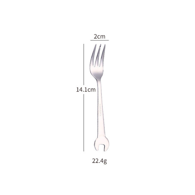 Lisslune | Creative Wrench Shape Fork Spoon Cutlery Set