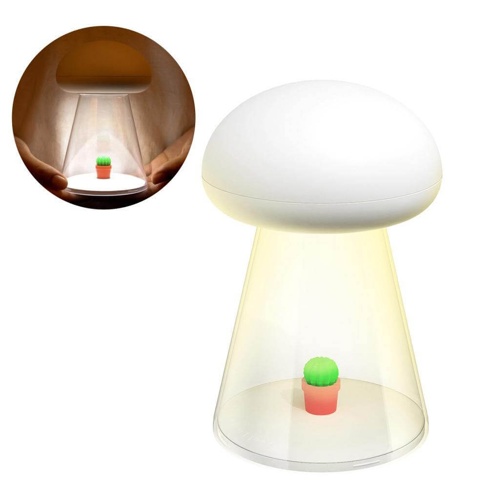 Lisslune | Rechargeable White Cactus USB Mushroom Night Lamp